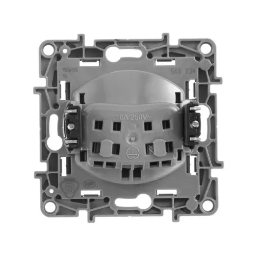 Розетка 1-м СП Etika 16А IP31 250В 2P без заземл. защ. шторки немецк. стандарт винтов. клеммы механизм антрацит IEK 672634 фото 4
