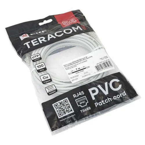 Патч-корд кат.5E UTP неэкранир. PVC сер. 7.0м TERACOM PRO EKF TRP-5EUTP-PVC-7M-GY фото 4