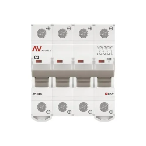 Выключатель автоматический 4п C 3А 10кА AV-10 DC AVERES EKF mcb10-DC-4-03C-av фото 4