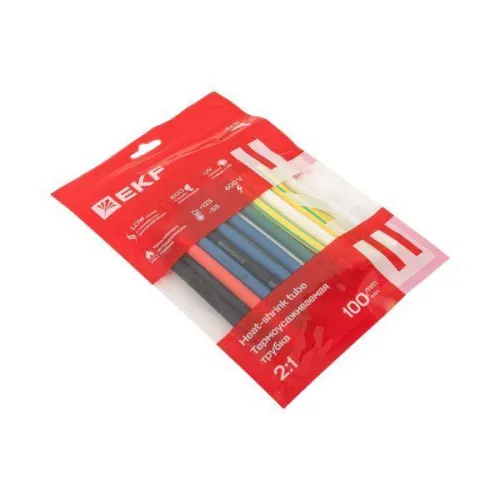 Набор трубок термоусадочных ТУТ нг тонкостен. 6/3 (7 цветов по 3шт 100мм) EKF tut-n-6 фото 2