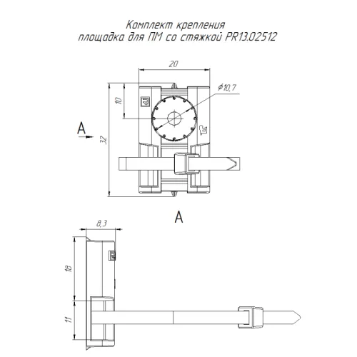 Комплект крепления площадка для прямого монтажа со стяжкой 2.5х100мм бел. (уп.100шт) Промрукав PR13.02512 фото 2