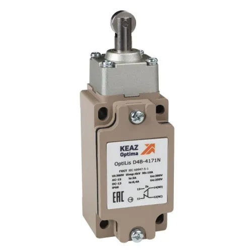 Выключатель концевой OptiLiS D4B-4171N толкатель роликовый метал. EN 50041 XCKJ167H29 КЭАЗ 365333