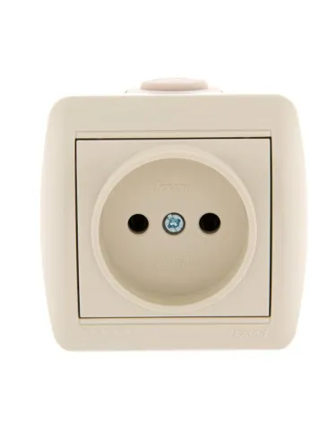 Розетка 1-м ОП Nata 16А IP20 без заземл. керамика крем. LEZARD 710-0300-121