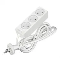 Удлинитель 3х1.5м без заземл. 10А IP20 2.2кВт ПВС 2х0.75 бел. DOMTOK 2370