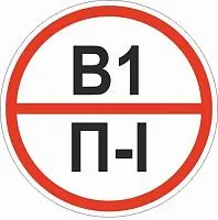 Знак "Категории помещения по взрывопожарной и пожарной опасности В1 П-I" 200х200мм пластик EKF pn-b1-p-l
