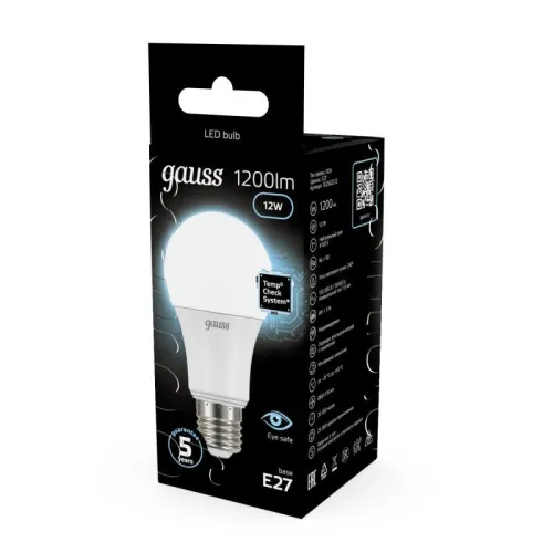 Лампа светодиодная Black 12Вт A60 грушевидная 4100К нейтр. бел. E27 1200лм GAUSS 102502212 фото 5