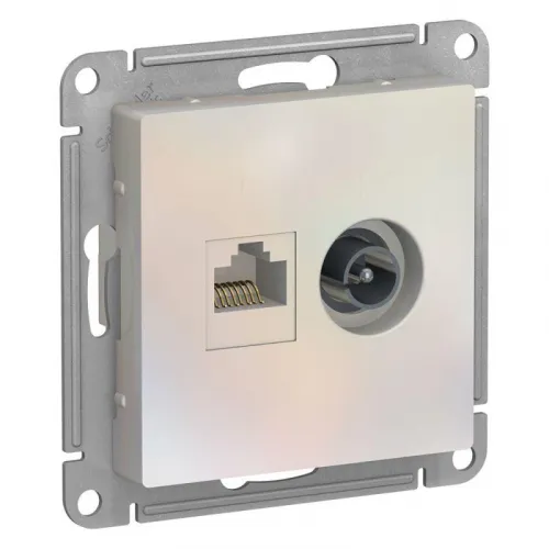 Розетка компьютерная + телевизионная 2-м AtlasDesign RJ45 кат.5E + TV механизм жемчуж. SE ATN000489