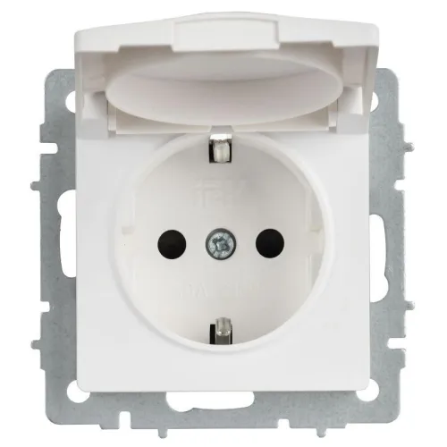 Розетка BRITE РСбш10-3-БрАБ 16А IP20 с заземл. защ. шторки с крышкой механизм арктич. бел. IEK BR-R16-16-K91 фото 4