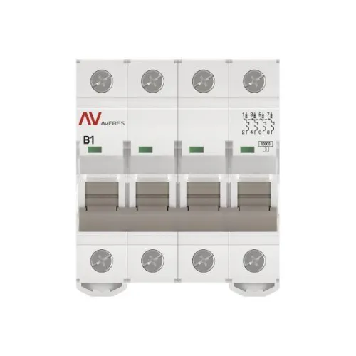 Выключатель автоматический модульный 4п B 1А 10кА AV-10 AVERES EKF mcb10-4-01B-av фото 3