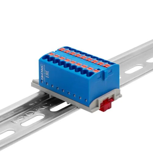 Блок распределительный зажим push-in 18 точек подключения 25кв.мм син. DKC DTP1-018-04SPUB фото 2