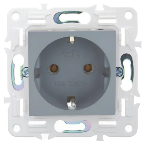 Розетка SKANDY 16А с заземл. без защ. шторок SK-R05Gr сер. IEK SK-R11-16-K03 фото 4
