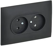 Розетка 2-м SKANDY 10А без заземл. без защ. шторок в сборе SK-R10G графит IEK SK-R20-10-K53-F