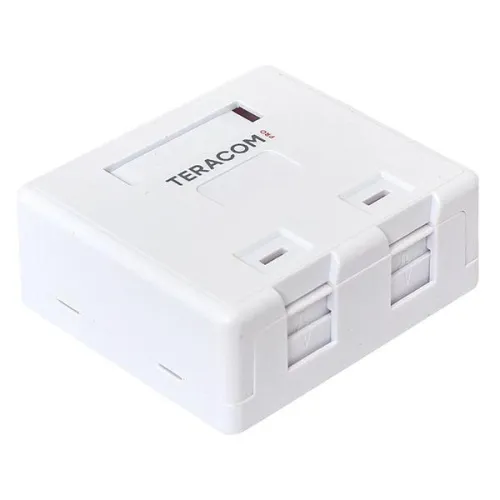 Корпус розетки настенной на 2 модуля Keystone со шторками и маркерами бел. TERACOM PRO EKF TRP-EBOX-2KSTN-WH фото 6