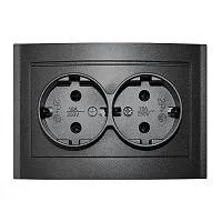 Розетка 2-м СП Бриллиант 16А IP20 с заземл. в сборе графит Universal 7947533-Gr