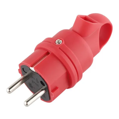 Вилка каучуковая прямая с/з 90град. с кольцом 16А 230В IP44 красн. Duwi 27459 9 фото 2
