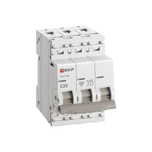 Выключатель автоматический 3п C 25А 6кА ВА 47-63N PROxima EKF M636325C фото 4