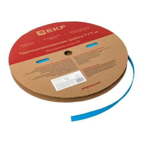 Трубка термоусадочная ТУТ нг 12/6 син. (уп.100м) EKF tut-12-g фото 4