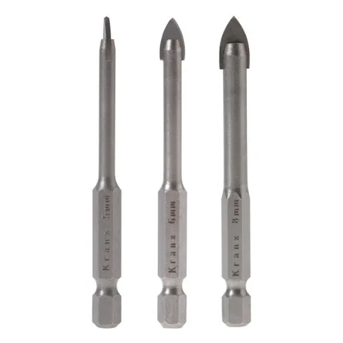 Набор сверл по керамической плитке 5-6-8мм шестигранный хвостовик Kranz KR-91-0655