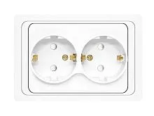 Розетка 2-м СП Валери 16А IP20 с заземл. защ. шторки бел. UNIVersal В0128x