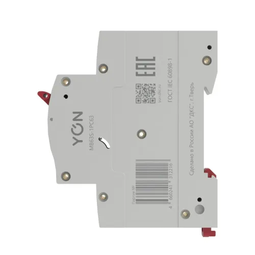 Выключатель автоматический модульный YON MB63 1P характеристика C 63А 4.5кА DKC MB63S-1PC63 фото 4