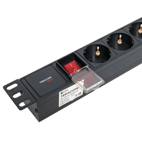 Блок PDU TERACOM PRO 19дюйм 1U 10А/250В 8 роз. Schuko с выключат. без шнура питания вх. разъем C14 корпус алюм. черн. EKF TRP-HPD-LS-10A-8SH-C14 фото 8