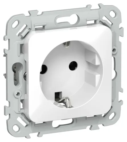 Розетка СП FLITE РС11-1-ФлБ 16А с заземл. без защ. шторок безвинтовое крепление механизм бел. IEK FI-R11-16-1-K01