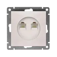 Розетка компьютерная 2-м СП Афина RJ45 кат.5E механизм жемчуж. Universal A1086-OBr