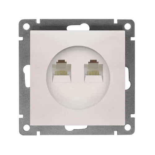 Розетка компьютерная 2-м СП Афина RJ45 кат.5E механизм жемчуж. Universal A1086-OBr