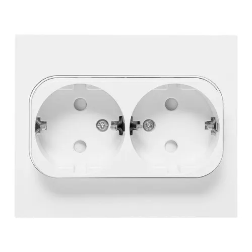 Розетка 2-м СП Стокгольм 16А IP20 с заземл. защ. шторки бел. PROxima EKF EXR16-128-10
