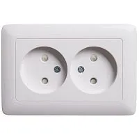 Розетка 2-м СП Хит 16А IP20 без заземл. защ. шторки бел. SE RS16-230-B