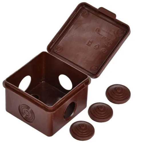 Коробка распаячная ОП КМ 65х65х50 IP54 откид. крышка 4 ввода дуб IEK UKO31-065-065-050-K24-54 фото 2