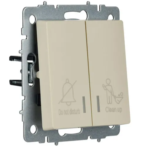 Выключатель 2-кл. BRITE 10А ВС10-2-9-БрКр для отелей с индик. механизм беж. IEK BR-V20-2-10-K10 фото 2