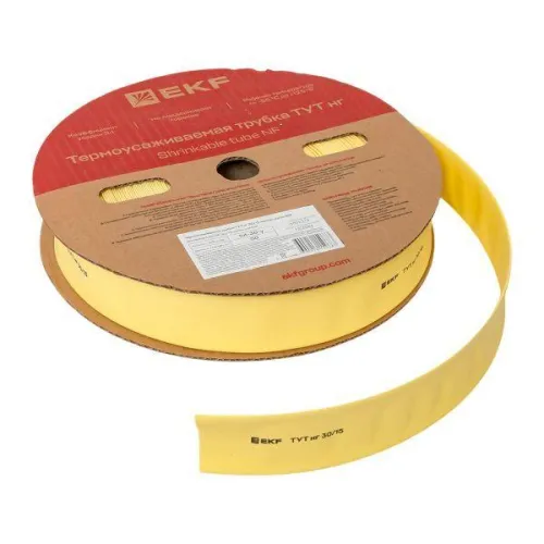 Трубка термоусадочная ТУТ нг 30/15 желт. (уп.50м) EKF tut-30-y фото 4
