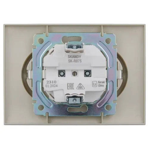 Розетка 2-м SKANDY 16А с заземл. защ. шторки в сборе SK-R07S серебр. IEK SK-R24-16-K23-F фото 3