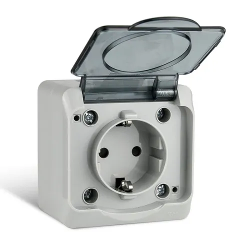 Розетка 1-м ОП Nix 16А IP54 250В с заземл. с прозр. крышкой сер. TOKOV ELECTRIC TKE-NX-R1Z-C06T-IP54 фото 4