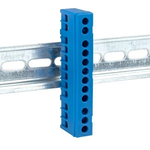 Шина нулевая N 6х9 12 отверстий синий изолированный корпус на DIN-рейку латунь PROxima EKF sn0-63-12-ib фото 5