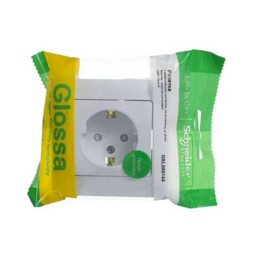 Розетка 1-м СП Glossa 16А IP20 с заземл. защ. шторки в сборе бел. SE GSL000144 фото 3