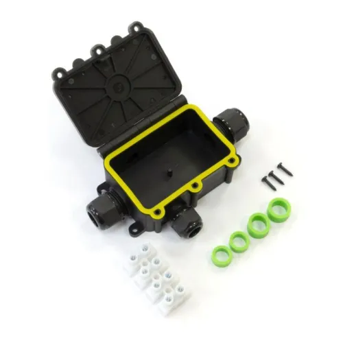 Коробка распределительная ОП 131х95х37 4-вводная IP68 ПА66 40А 450В d3.5-12мм с откидной крышкой черн. Промрукав PR08.13153 фото 2