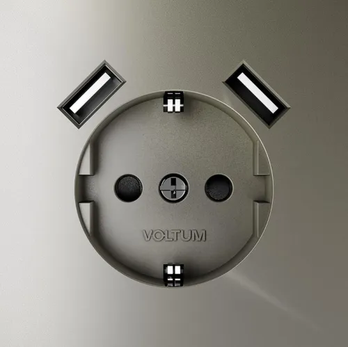 Розетка 1-м СП S70 16А с USB A+A с заземл. защ. шторки механизм шелк Voltum VLS040404 фото 3