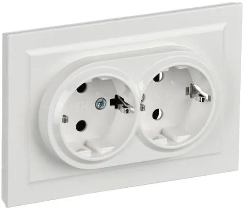 Розетка 2-м СП BRITE РС12-3-БрБ 16А в сборе с заземл. без защ. шторок бел. IEK BR-R21-16-K01-F