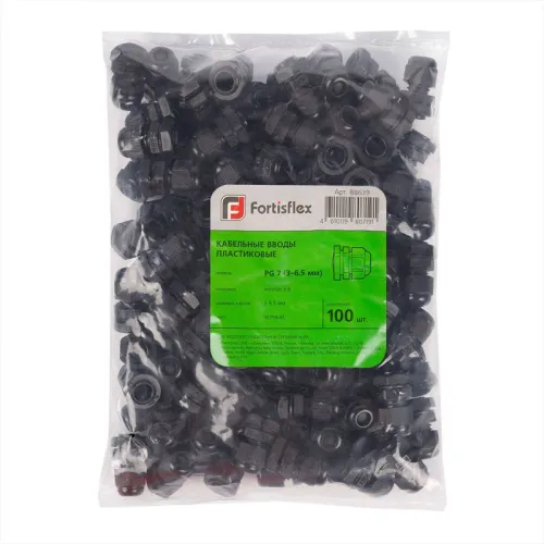 Ввод кабельный пластиковый PG 7 (3-6.5 мм) черн. (уп.100шт) Fortisflex 88639 фото 7