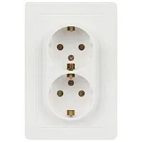 Розетка 2-м СП Style 7-205-01 16А 250В IP20 2х2P+E Schuko с заземл. бел. Intro Б0060621
