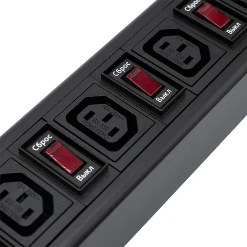 Блок распределения питания 10-м 10А C13 вх. разъем C1 для 19дюйм шкафов вертикал. защита от перенапряж. с индикатором сети DKC R519IEC10SWCD фото 6