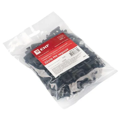 Площадка под хомуты (22х16) с монтажным отверстием М4 черн. (уп.100шт) PROxima EKF pmo-22-16-b фото 2