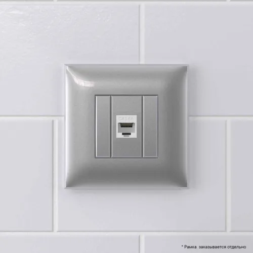 Розетка компьютерная 1-м СП Avanti "Закаленная сталь" RJ45 кат.6A без шторок механизм DKC 4404673 фото 3