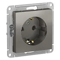 Розетка 1-м СП AtlasDesign 16А IP20 с заземл. механизм сталь SE ATN000943