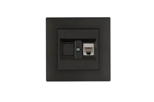 Розетка компьютерная CAT 5+гнездо Karea RIZZ STAR дым. металлик Makel 88050035