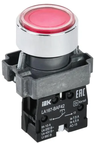 Кнопка LA167-BAF42 d22мм 1НЗ красн. KARAT IEK BBT20-BAF42-2-22-67-K04