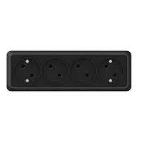 Розетка 4-м ОП Олимп 16А IP20 без заземл. черн. Universal 2219