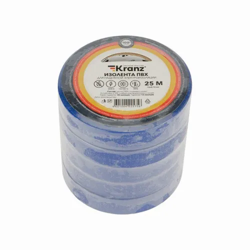 Изолента ПВХ 0.13х15мм 25м син. Kranz KR-09-2105 фото 2